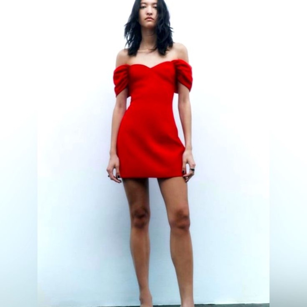 Zara Red Off-Shoulder Mini Dress